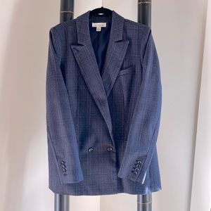 Treasure & Bond Oversized Boyfriend Blue Plaid Blazer Sz M